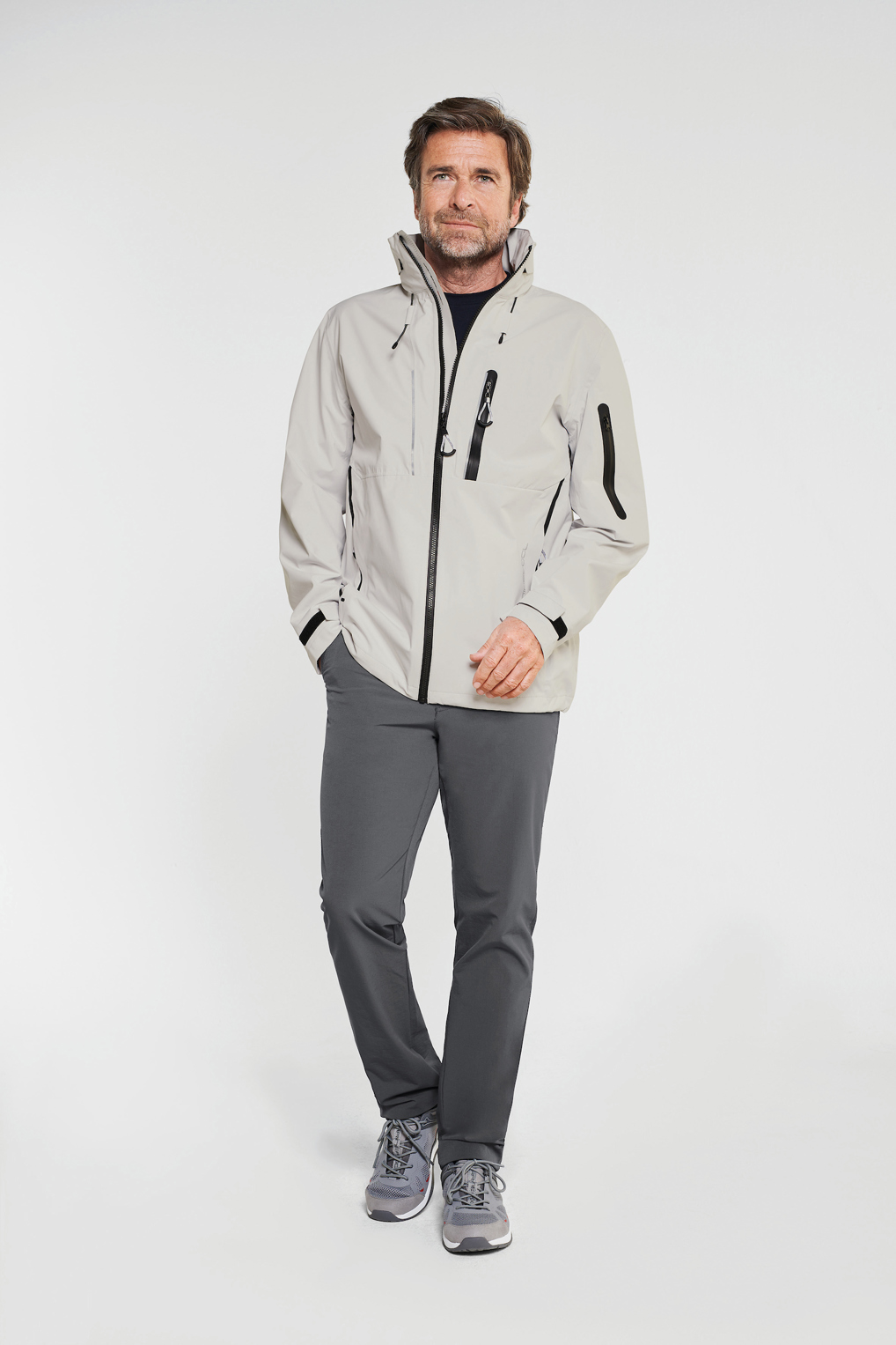 Mp Cruise Jacket M Ivory+Crew Tec Trousers M Grey+Jaden Ls M Navy 2